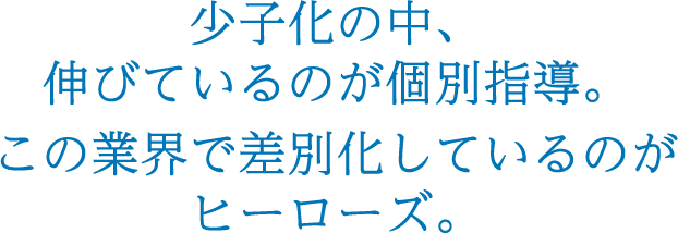 少子化の中、伸びているのが個別指導。この業界で差別化しているのがヒーローズ。