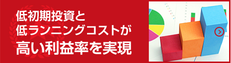 低初期投資と低ランニングコストが高い利益率を実現