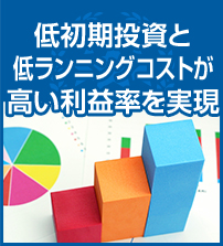 低初期投資と低ランニングコストが高い利益率を実現